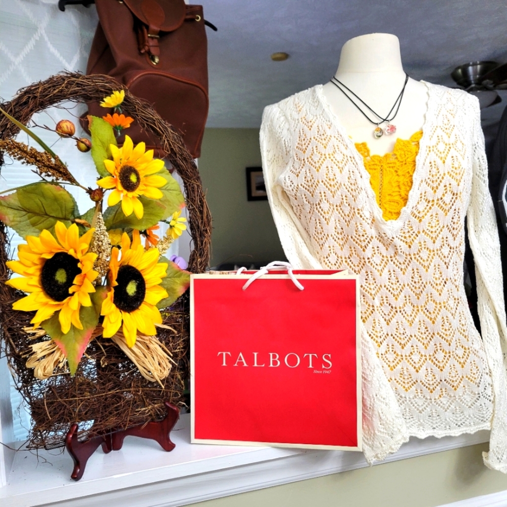 Talbots Petite VNeck 100% Mercerized All Season Cotton Sweater L Free Gi…